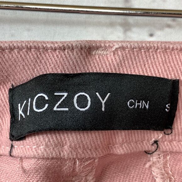 KICZOY Cropped Pants Women Small Pink Stretch Straight Leg Capri Jeans High Rise - Picture 8 of 11